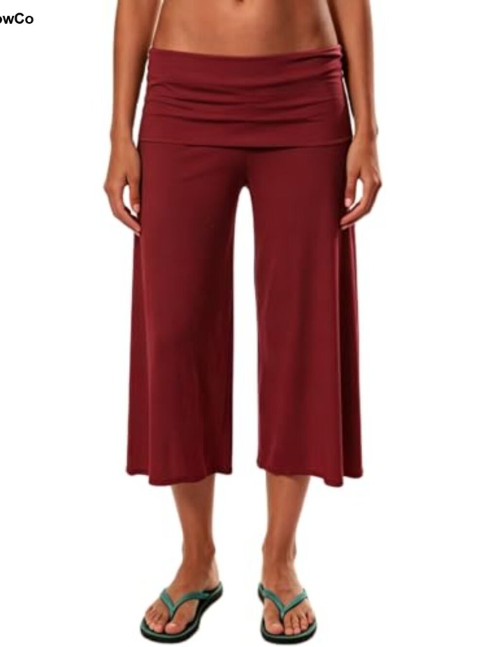Women's Gaucho Capri Pants Fold Over Wide Leg Yoga